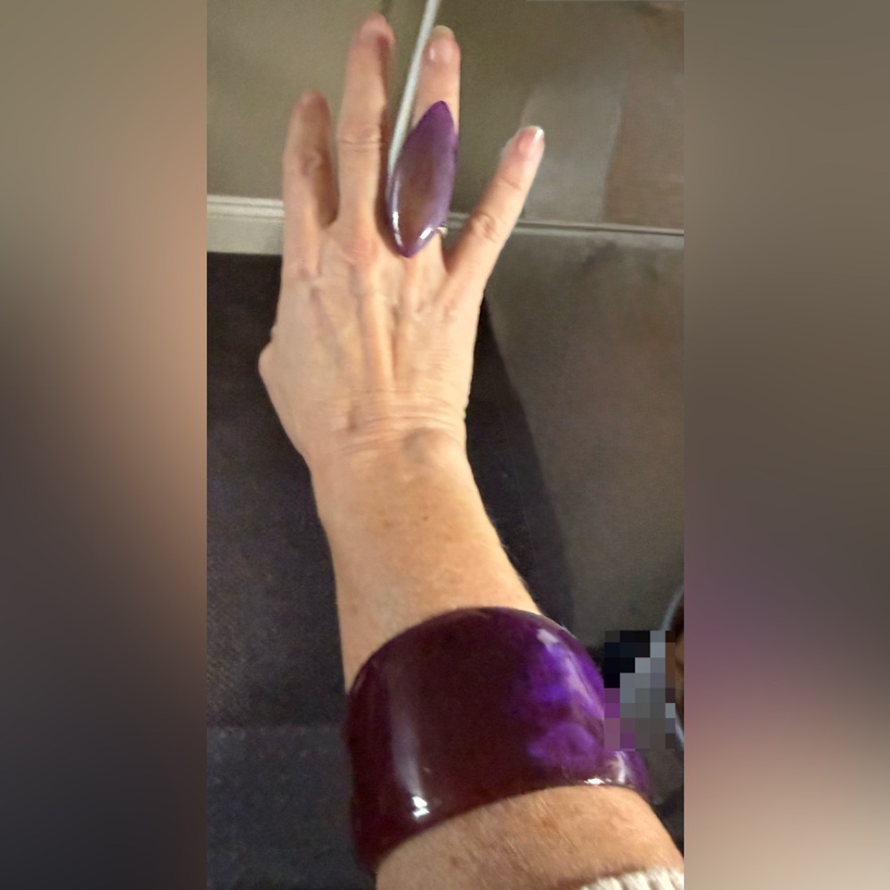 Purple Resin  Statement Ring and Bracelet Set